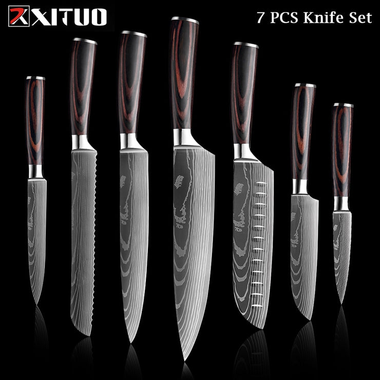 Damascus Pattern Knife Set