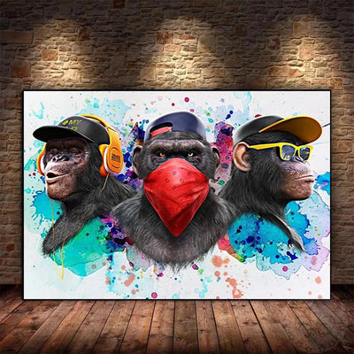 Hip-Hop DJ Monkey Canvas Painting