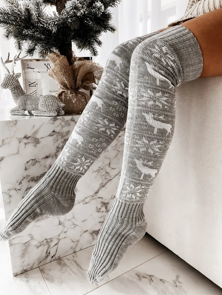 Women's Long Knitted Christmas Stockings