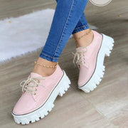 Thick Heel Flat Platform Oxford Women Shoes Pink/Red/Black
